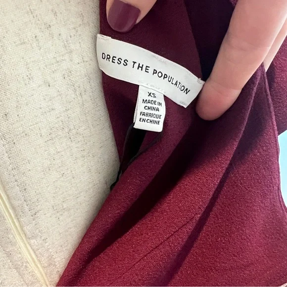 Dress the Population One-Shoulder Wine Sheath Dress XS NWT - Picture 10 of 12